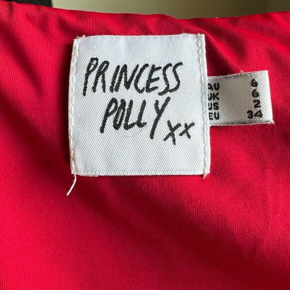 Princess Polly Women's Back in Time Square Neck Red Cropped Jersey Tank Size 2 - Picture 7 of 9